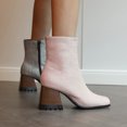 thumbnail image 4 of NECHOLOGY Zapatos Botines de mujer Botas De Mujer De Tela con Punta Cuadrada Y Tacón Y Grueso con Bloques De Color Y Patrón Múltiple Botas De Media De Tamaño Botas Al Tobillo (Pink 8.5), 4 of 7