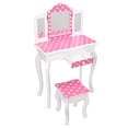 thumbnail image 5 of SESSLIFE Kids Vanity Table and Chair, Children Vanity Set with Mirror, Makeup Dressing Table with a Drawer，Play Vanity Set for Girls, Reds Dots and White, 5 of 8