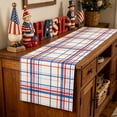 thumbnail image 4 of 4th of July Red White Blue Plaid Table Runner, Independence Day Patriotic Checkered Polyester Linen, Holiday Decor for Dining Kitchen Table, 4 of 7
