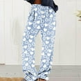 thumbnail image 4 of FRSASU Women's Valentine Pants Flannel Fuzzy Elastic Waist Wide Leg Love Heart Print Casual Pants Light Blue, 4 of 6