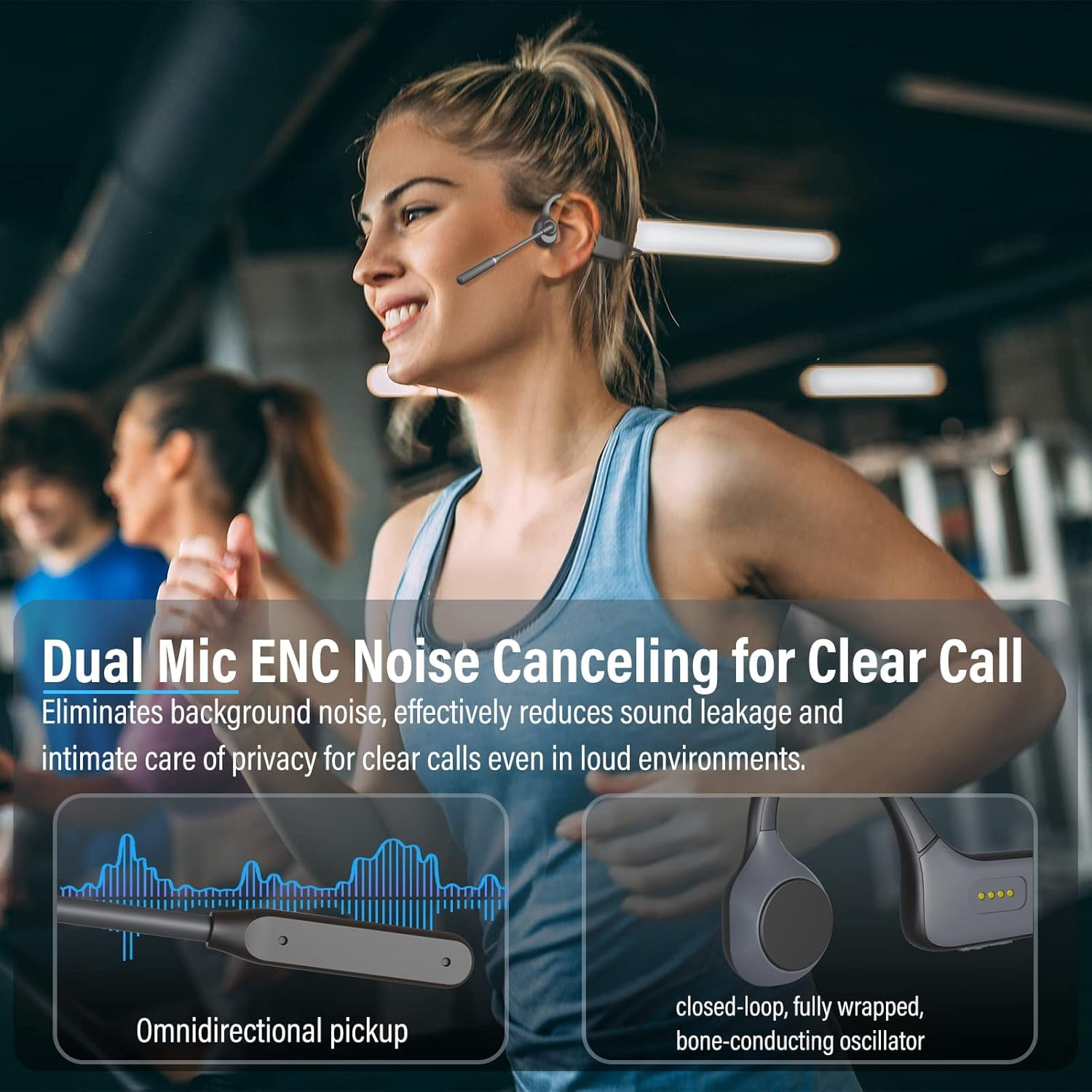 Open-Ear Wireless Headphones Bluetooth 5.3 | Noise Cancelling Mic & Multipoint Connect | Perfect for Office Calls, Driving & Daily Use（Black 1 PCS）