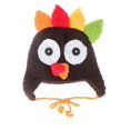 thumbnail image 1 of Thanksgiving Knitted Turkey Hat Baby Crochet Beanie Cap Pigtail Braids, 1 of 7