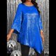 thumbnail image 4 of Blusa Holgada con Cuello Redondo y Mangas de Puntos, Dobladillo Irregular, Talla Grande 2025 para Mujer Azul Oscuro XXXL, 4 of 8