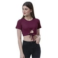thumbnail image 1 of Moomaya Haut Court Noué devant pour Femmes Manches Courtes Col Rond Tee-Shirt Noué, 1 of 7