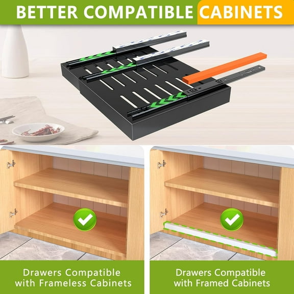 2 Pack 16.5" Deep Pull Out Cabinet Organizers