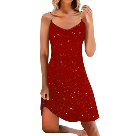 Rrunsv Slip Nightgowns for Women Women Sleepwear Satin Nightgown Lingerie Dress Mini Slip Chemise Nightwear Red S