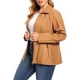 thumbnail image 3 of S P Y M Womens Faux Leather Jacket, Casual Fashion Quilted Moto Rib Coat,Regular and Plus Size, 3 of 5