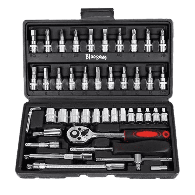 Juego De Herramientas Bloosom Mecanica Dados Acerokit46 Pzas Negro