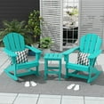 thumbnail image 3 of Polytrends  Laguna 3-Piece Poly Adirondack Rocking Chairs and Side Table Set Turquoise, 3 of 5