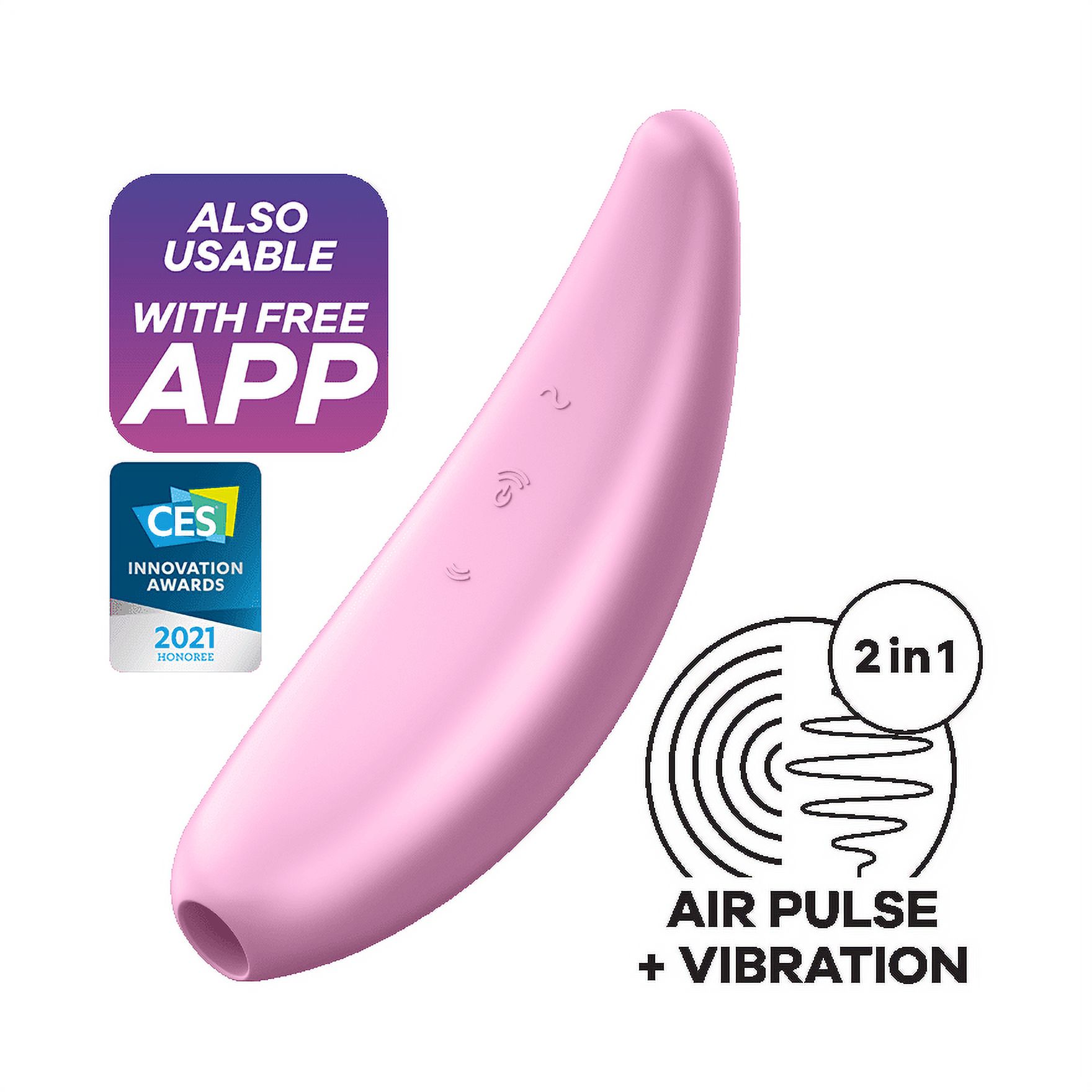 Satisfyer Curvy 3+ Air-Pulse Clitoris Stimulating Vibrator with App Control - Clitoral Sucking Pressure-Wave Technology & Vibration, Compatible with Satisfyer App, Waterproof, Rechargeable (Pink) - image 2 of 7