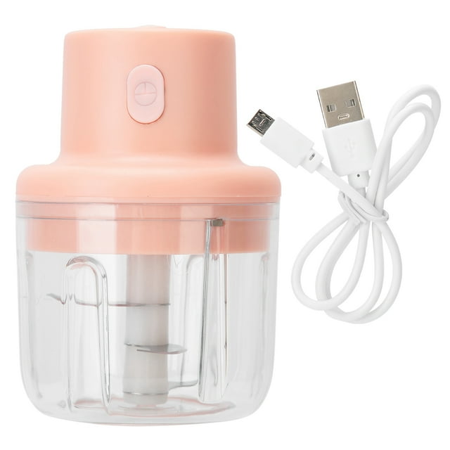 Hachoir à viande DEWIN, hachoir à viande électrique de 250 ml, mini broyeur de cuisine avec chargement USB (rose)