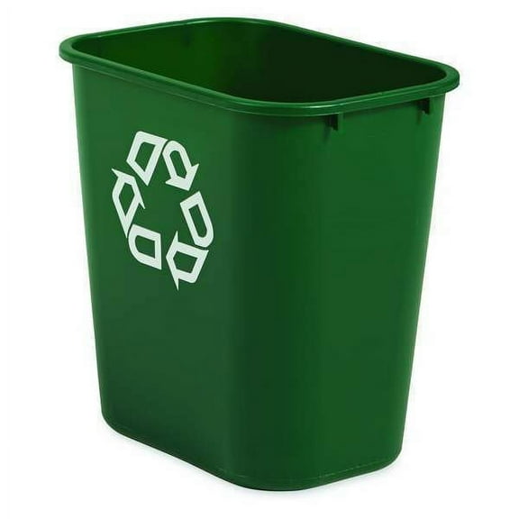 Rubbermaid FG295606GRN Recycling Wastebasket 7 gal Plastic Rubbermaid 7 gal Rectangular Plastic Desk Recycling Container, Green New