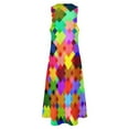thumbnail image 4 of Bright Checkered Colors Long Dress wom's luxury party dress summer outfits for wom02 Dress, 4 of 6