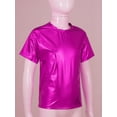 thumbnail image 3 of Vxuxlje Kids Boys Girls Shiny Metallic Hip Hop Dance T-Shirt Short Sleeve Round Neck Modern Jazz Hot Pink 130, 3 of 7