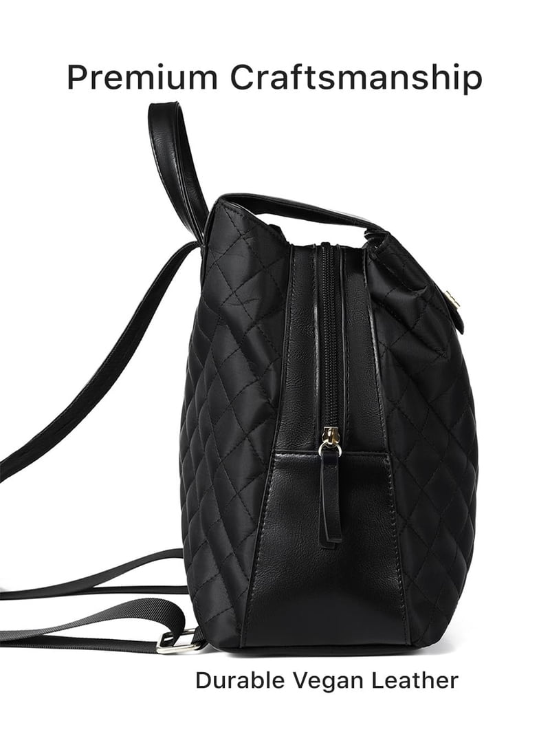 black vegan leather mini backpack this backpack keeps your essentials secure while complementing your look Small Vegan Leather Backpack: Chic