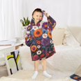 thumbnail image 6 of FORMRS Wearable Blanket Hoodie with Sleeves for Kids Cozy Flannel Sweatshirt, Purple Flowers, 6 of 7