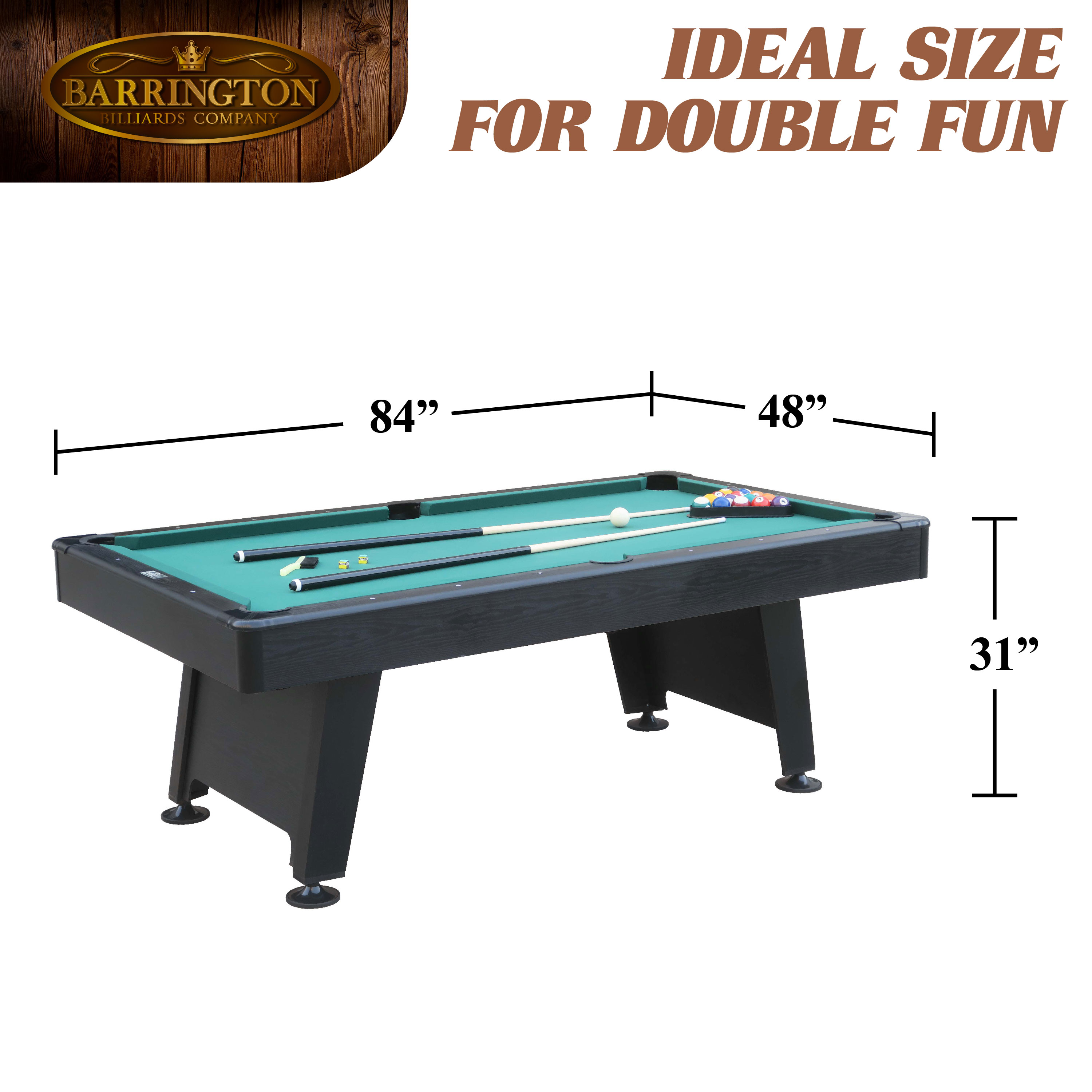 Barrington Billiard 84" Arcade Pool Table with Bonus Dartboard Set, Green, New - image 3 of 12