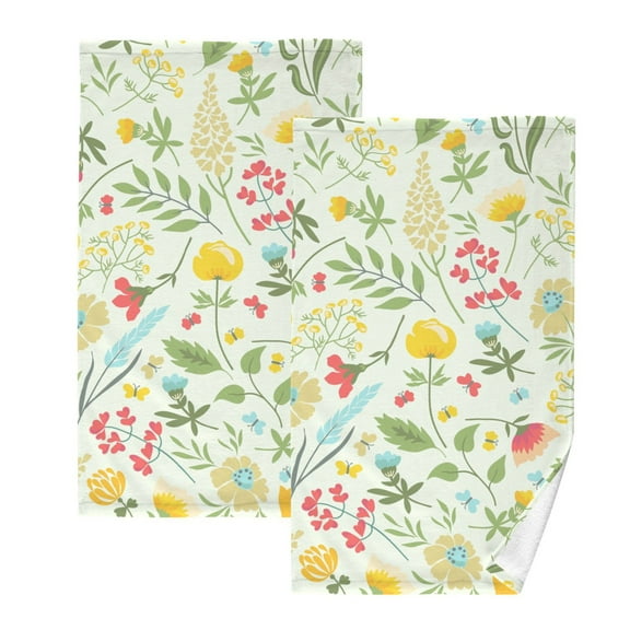 Bath Hand Towel 2 Pcs Spring Flowers Absorbent Face Towel Soft Breathable Cotton Towel Set for Bathroom Kitchen Hotel Spa Gift Decor