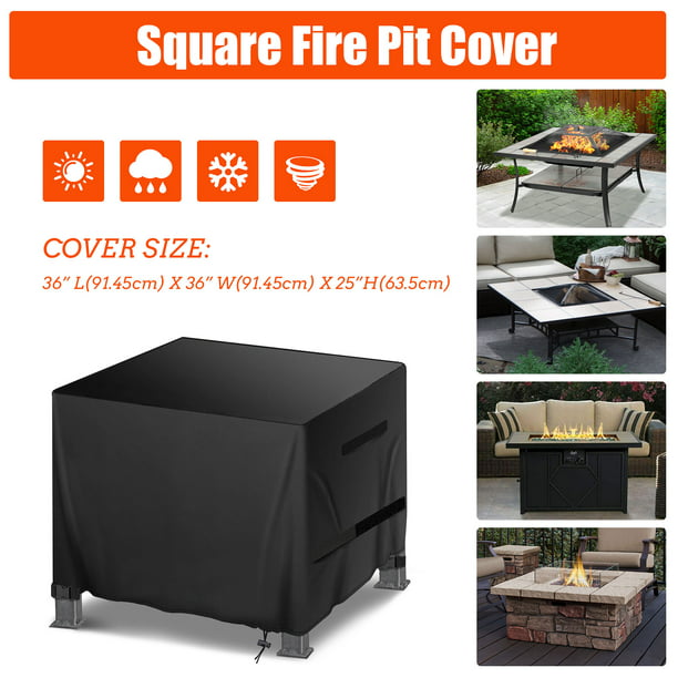 Fire Pit Coverking Do Way Waterproof 420d Heavy Duty Square Patio Furniture Gas Table Cover Black 36 Inchl X Inchw 25 Inchh Size 36l, How To Measure Fire Pit For Cover
