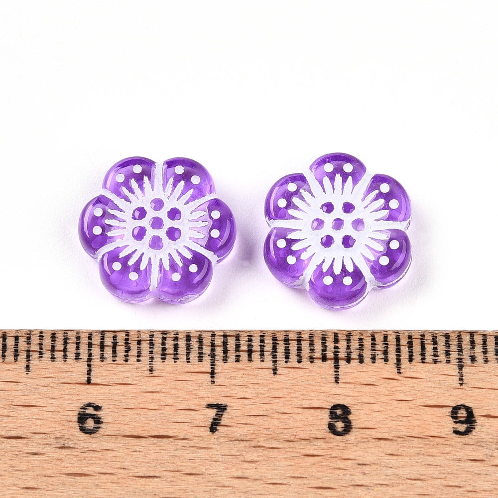 Transparent Acrylic Beads Flower Blue Violet 12x12x3.6mm Hole: 1.2mm 1190pcs/500g