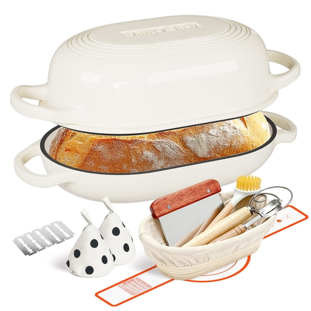 Set para hornear pan Umite Chef de hierro fundido esmaltado de 5 litros con acceso.