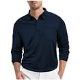 thumbnail image 3 of UVEASISHA Long Sleeve Polos Shirts for Men Regular Fit Business Work Poloss Solid Casual Collared Tshirt with Pocket Navy M, 3 of 8