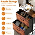 thumbnail image 4 of Night Stand, Small Dresser with 2 Drawers & Wooden Top, Nightstand with Fabric Bins, Bedside Table End Table for Bedroom, Closet, Entryway, College Dorm, Rustic Brown, 4 of 8