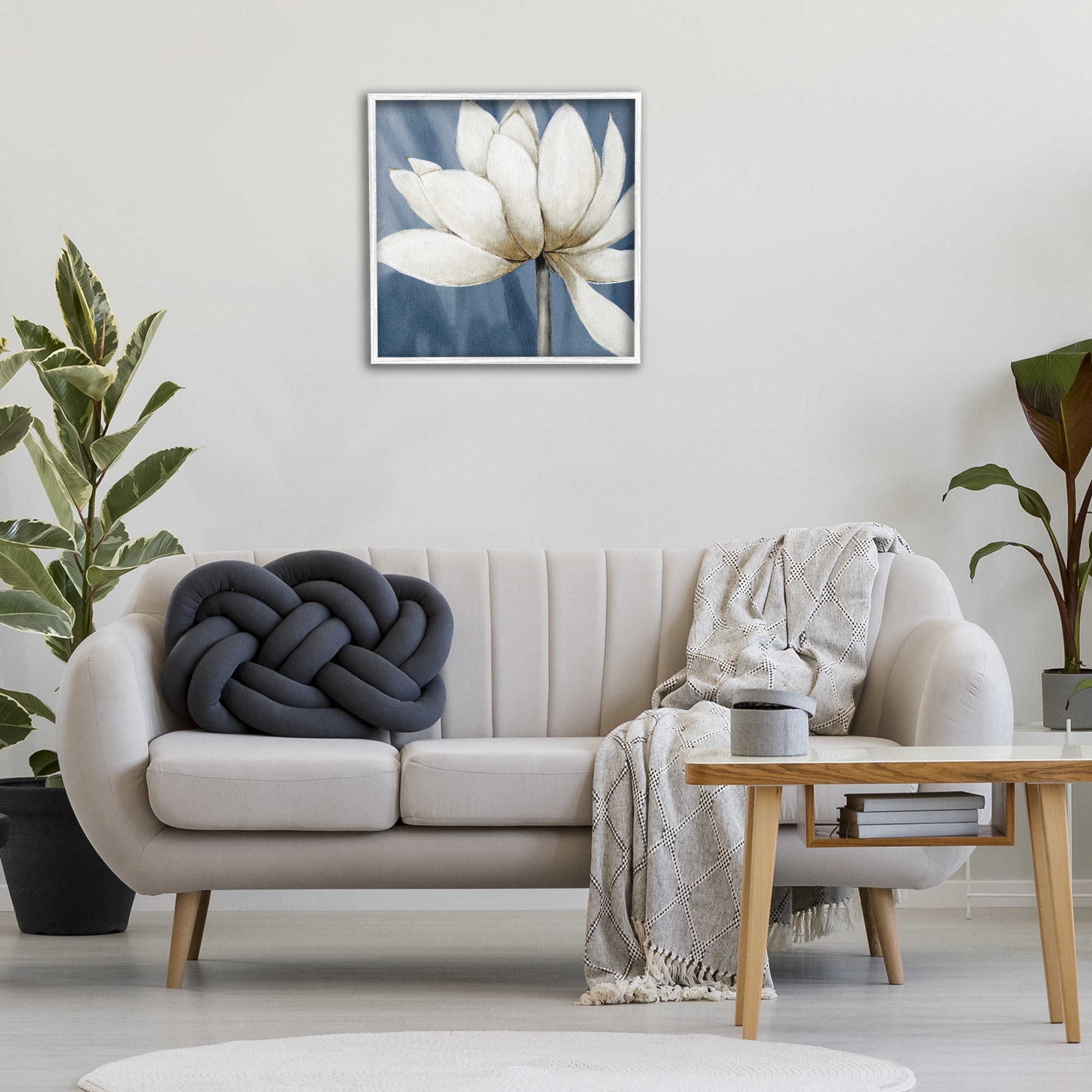 Stupell Industries White Lotus Petals Botanical & Floral Painting White Framed Art Print Wall Art, 24 x 24