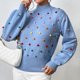 thumbnail image 5 of Jersey de gran tamaño de color liso para mujer suéter de punto elástico ligero atuendo diario, 5 of 9