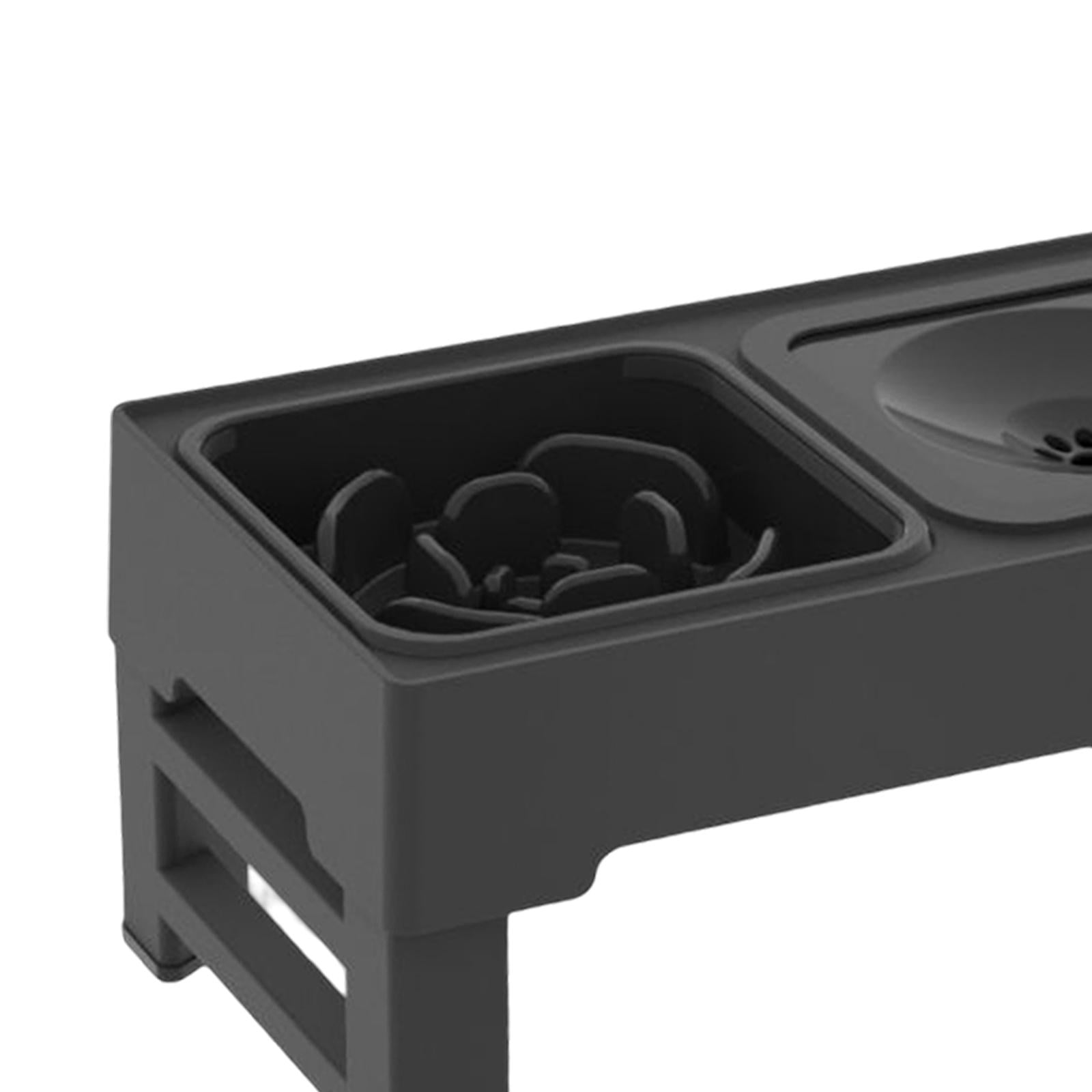Fzaqwen Bowls, Adjustable Bowls for Small , Dish, Dog Bowl, Stand Feeder with 2 Bowls Slow Feeder black