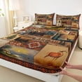 thumbnail image 3 of Homewish Woodland Animal Bear Queen Sheet Sets,Rustic Western Aztec Flat Sheet,Country Farmhouse Lodge Queen Fitted Sheet For Boys Teens,Ultra Soft Home Decor,4pcs, 3 of 7