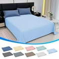 thumbnail image 7 of Solid Color Bed Sheet Set, Single Size Washed Cotton Deep Blue, 47 x 91 Inches Modern Relaxed Style, Machine Washable Luxury Bedding, 7 of 7