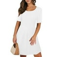 thumbnail image 6 of Erwazi Summer Flowy Dresses for Women Short Sleeve Crewneck Swing Mini Dress Casual Tiered Tshirt Dress with Pockets, 6 of 9