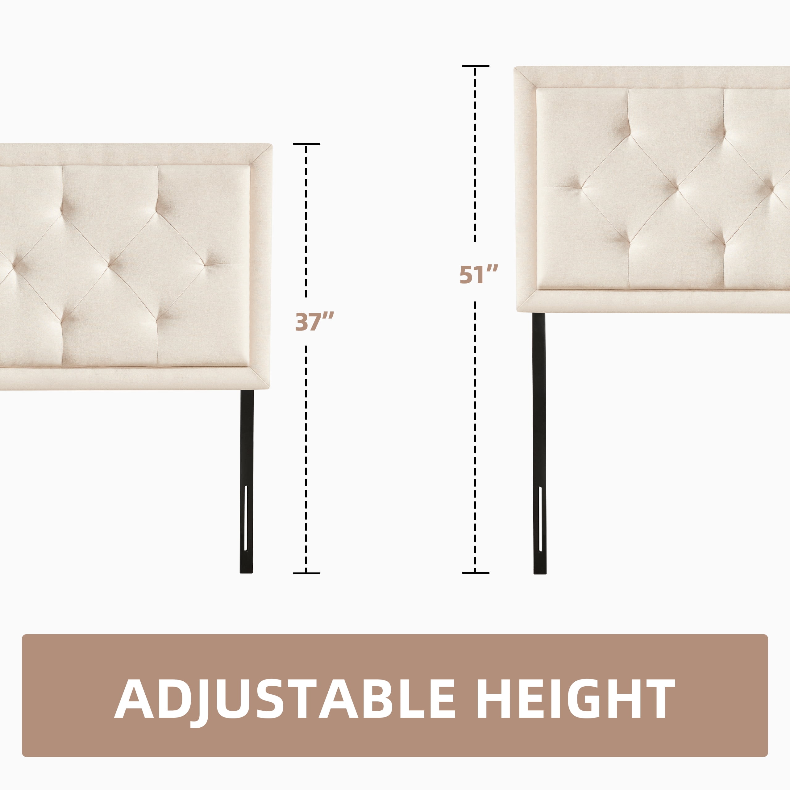 Weture Upholstered Queen Panel Headboard, Adjustable Height, Beige