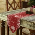 thumbnail image 3 of Table Runner Dresser Scarves Merry Christmas Snowflake Texture Cotton Linen Burlap Table Cover White Leaves Pine Cone on Red Table Runners for Family Kitchen Dining Holiday Party Banquet Decor, 3 of 5