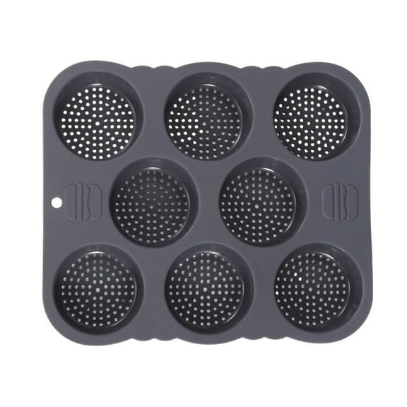 XKHHLH 8 Cavity Perforated Hamburger Mold Baking Pan, Hamburger Bun Pan, Non-Stick Food Grade Silicone Bread Loaf Pan for Homemade Buns