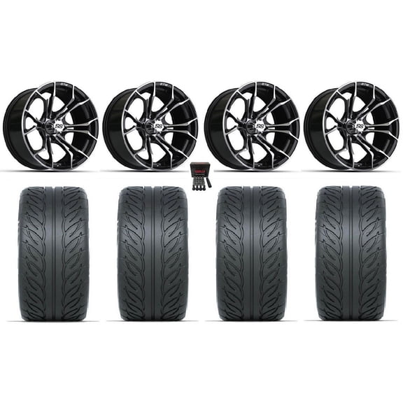 GTW Spyder 15" Golf Wheels Gloss Bk Fusion GTR 215x40-15 Tires Yamaha