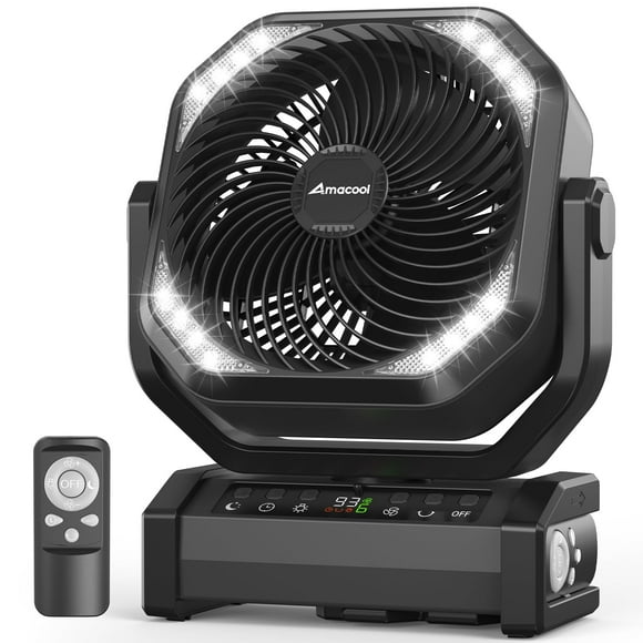 Ventilador de Camping AMACOOL con Luz y Batería Recargable de 20000mAh