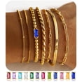 thumbnail image 4 of Turandoss Dainty Bracelets for Women Non Tarnish May Emerald Green Birthstone Bracelet Birthday Gifts for Women Mom 14K Gold Plated Bracelet Stack Set Beaded Bracelet Jewelry Gifts, 4 of 8