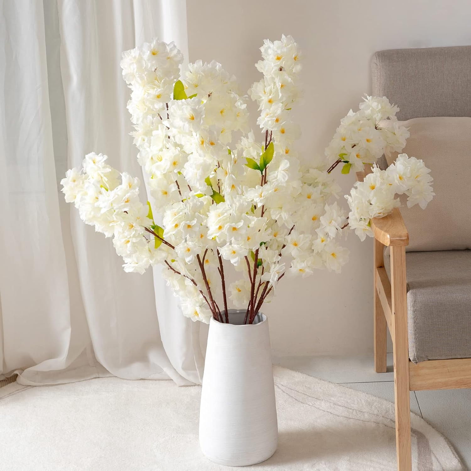 Artificial Flowers Cherry Blossom Branches 42 Inch Fake Silk Cherry Blossom Flowers Arrangements for Wedding Party Home Decoration (Dark Pink,3Pack)