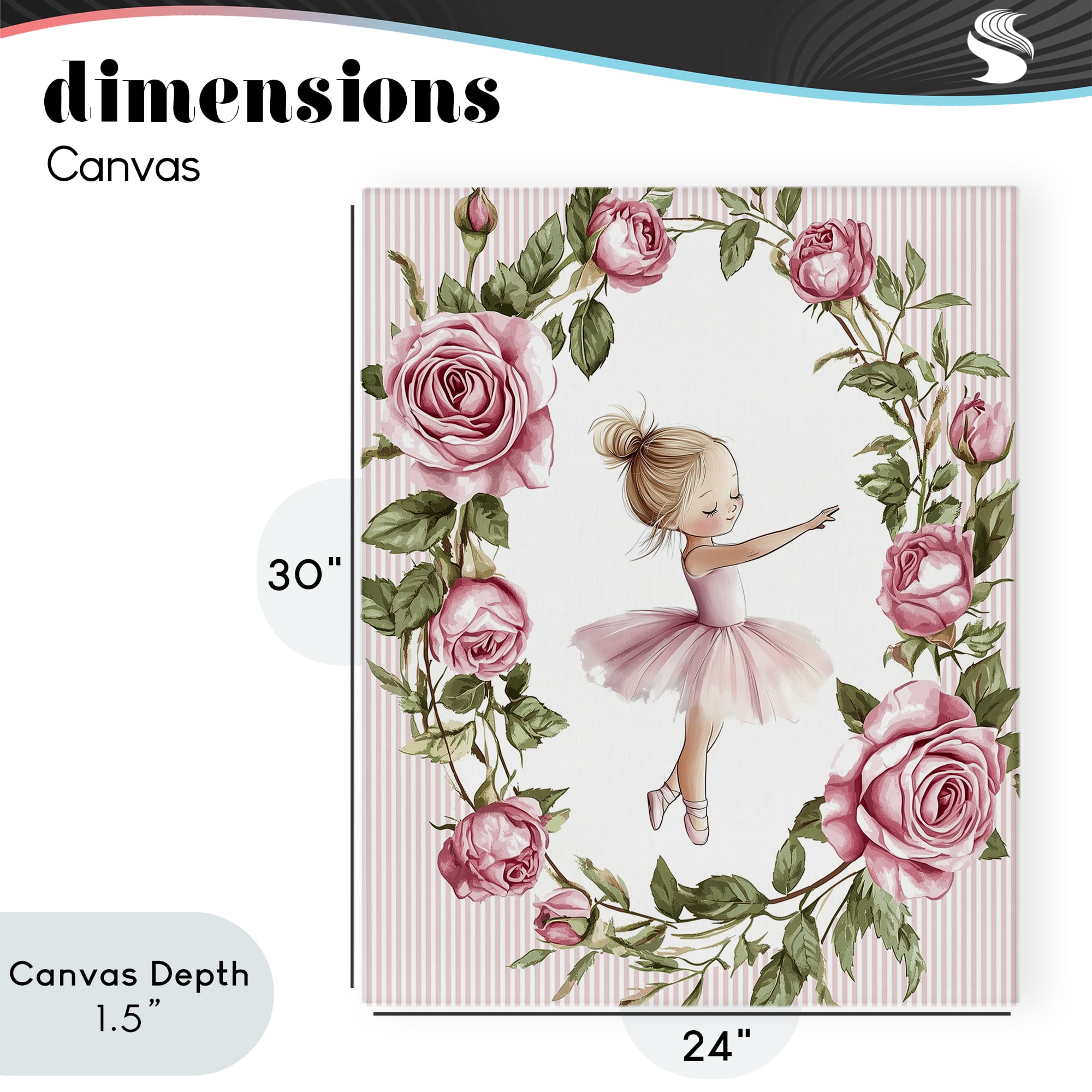 Stupell Industries Little Rose Dance Ballerina Canvas Wall Art, design by Christine Simpson Art