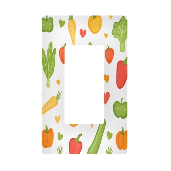 Yayeee Rocker Switch Wall Plate 1-Gang 4.6"x2.9" Home Decorative Outlet Cover, White Vegetables Pattern