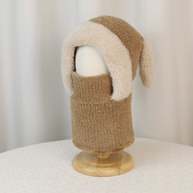hengsof One Piece Hat Children's Winter Warm Elastic Soft Ear Protection Knitted Scarf Face Mask Hat Beanie