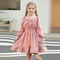 thumbnail image 3 of Abcomgle Long Sleeve Dress girls 10-12 Ruffle Smocked Puff Sleeve Dress Cute Square Neck Sundresses Summer Tiered Dresses.11-12 Years, 3 of 4