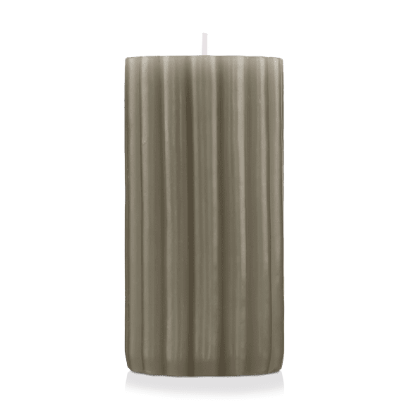 Bouclair Green Ribbed Pillar Candle