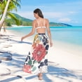 thumbnail image 7 of FORMRS Womens Long Sarong Beach Wrap Semi-Sheer Bikini Skirt Bathing Swimsuit Cover Up, Red Flowers Pattern, 7 of 7