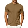 thumbnail image 3 of VBVC Men's Mock Neck Short Sleeve T Shirt , Casual Soft Stretchy Basic Tee For Men,Beige,S-2XL, 3 of 8