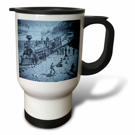

3dRose Scenes from the Union Pacific Railroad Cyan Travel Mug 14oz Stainless Steel