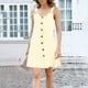 thumbnail image 5 of Camisón de poliéster para mujer, vestido de tirantes con cuello en V y botones para vacaciones de primavera y verano., 5 of 7
