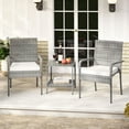 thumbnail image 1 of Gymax 3 Pieces Patio Furniture Set PE Rattan Porch Chairs w/ 2-Tier Table White, 1 of 10